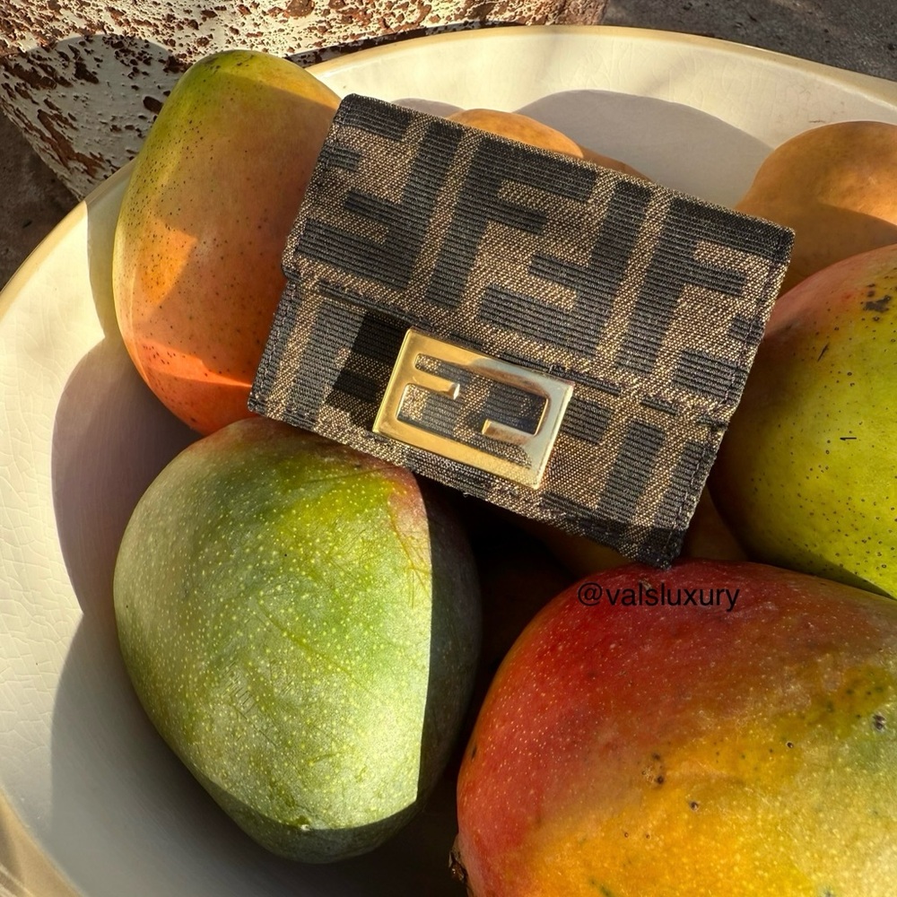 Fendi Black and Brown Logo Wallet